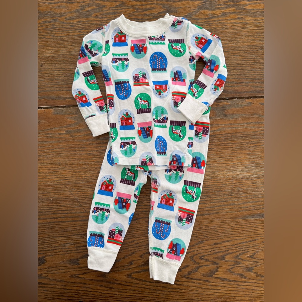 Hanna Andersson Winter Snow Globe Long John Holiday Pajama Set - 2T